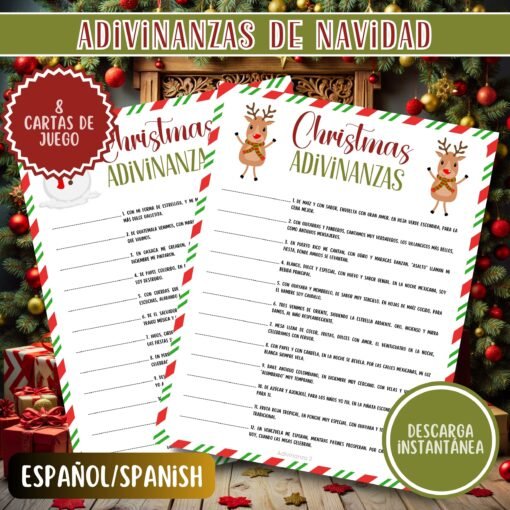Juegos Navidad Imprimibles, Adivinanzas Navidad, Juegos Navideños, Juegos Familiares Navidad, Descarga Instantánea - Image 3