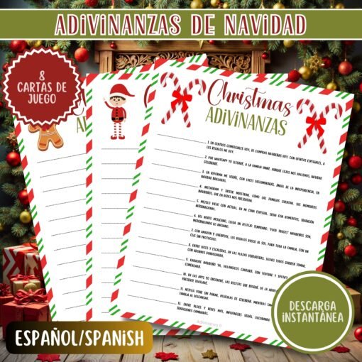 Juegos Navidad Imprimibles, Adivinanzas Navidad, Juegos Navideños, Juegos Familiares Navidad, Descarga Instantánea - Image 5