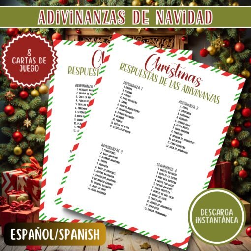 Juegos Navidad Imprimibles, Adivinanzas Navidad, Juegos Navideños, Juegos Familiares Navidad, Descarga Instantánea - Image 6