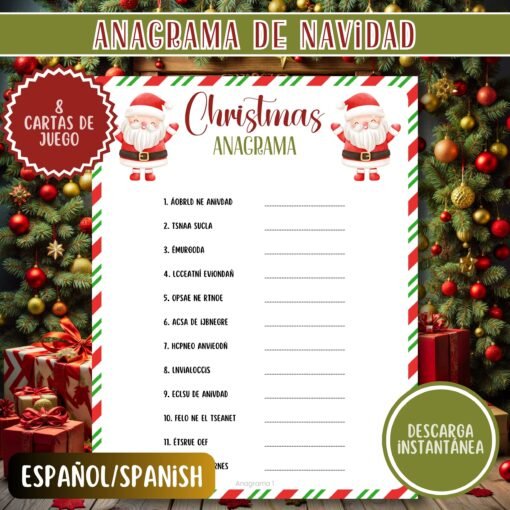 Anagrama Navideño para Niños y Adultos | Juegos de Fiesta | Actividad Imprimible para Navidad | Descarga Inmediata - Image 2