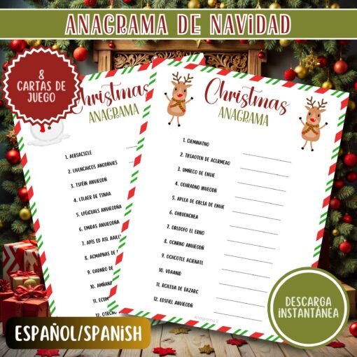 Anagrama Navideño para Niños y Adultos | Juegos de Fiesta | Actividad Imprimible para Navidad | Descarga Inmediata - Image 3