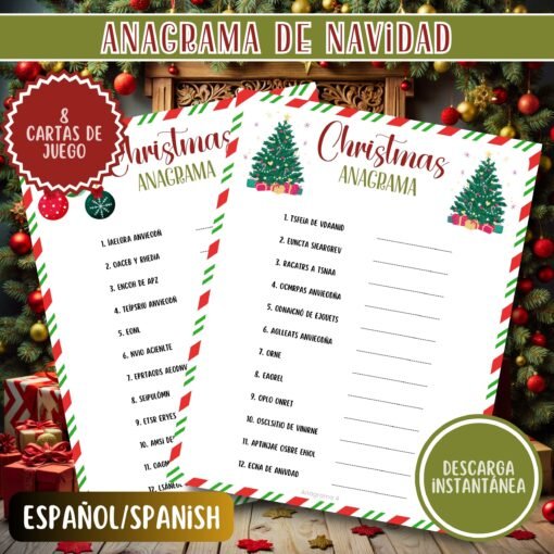 Anagrama Navideño para Niños y Adultos | Juegos de Fiesta | Actividad Imprimible para Navidad | Descarga Inmediata - Image 4