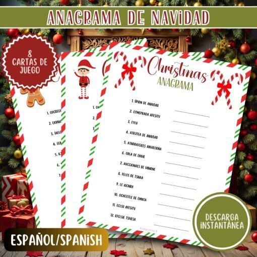Anagrama Navideño para Niños y Adultos | Juegos de Fiesta | Actividad Imprimible para Navidad | Descarga Inmediata - Image 5
