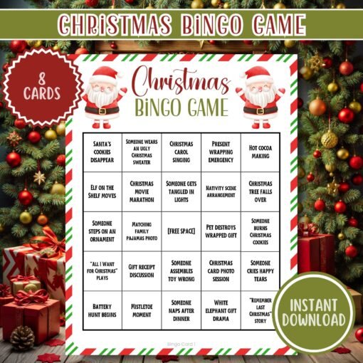 Christmas Bingo Cards | Printable Christmas Game | Funny Holiday Party Game | Family Bingo | Instant Download