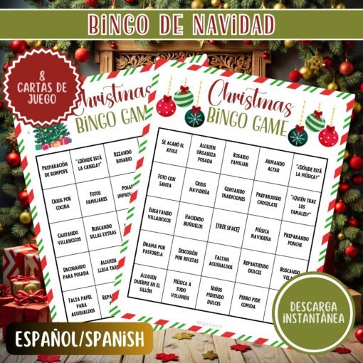 Bingo Navideño para Imprimir | Juego de Bingo Navidad | Divertido Juego Familiar | Descarga Instantánea - Image 3