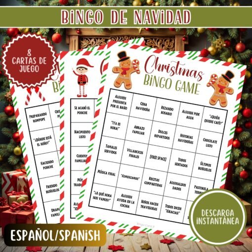 Bingo Navideño para Imprimir | Juego de Bingo Navidad | Divertido Juego Familiar | Descarga Instantánea - Image 4