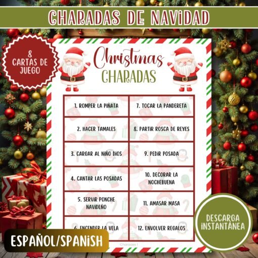 Juego de Charadas Navideñas - Imprimible para Fiestas - Descarga Instantánea - Image 2
