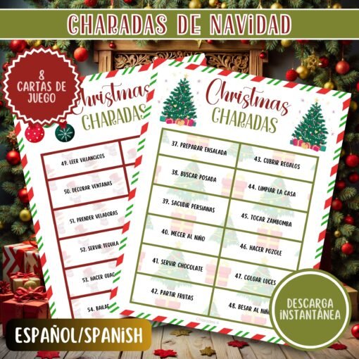 Juego de Charadas Navideñas - Imprimible para Fiestas - Descarga Instantánea - Image 4