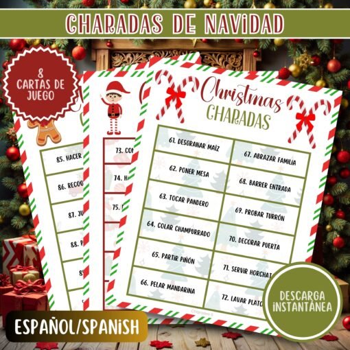 Juego de Charadas Navideñas - Imprimible para Fiestas - Descarga Instantánea - Image 5
