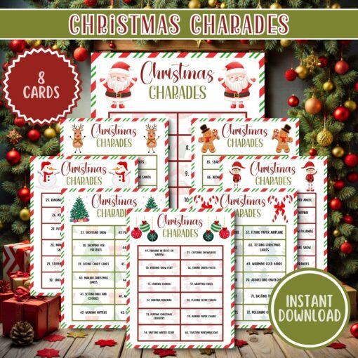Christmas Charades Game - Printable Holiday Party Game - Instant Download