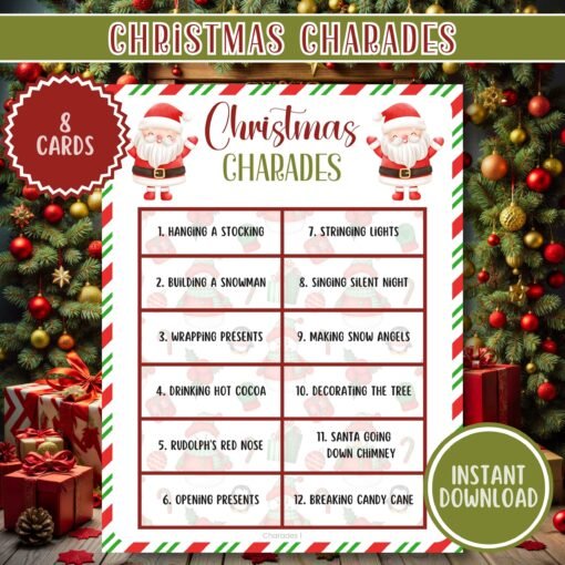 Christmas Charades Game - Printable Holiday Party Game - Instant Download - Image 2