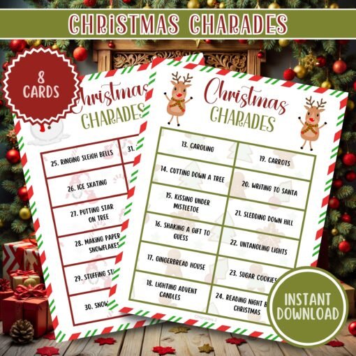 Christmas Charades Game - Printable Holiday Party Game - Instant Download - Image 3