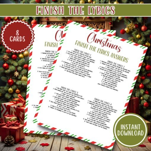 Christmas Games, Printable Christmas Games, Christmas Party, Finish the Lyrics, Holiday Party, Instant Download, Family Christmas Games - Image 6