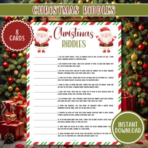 Christmas Party Games Printable, Christmas Riddles, Holiday Games, Family Christmas Games, Instant Download - Image 2