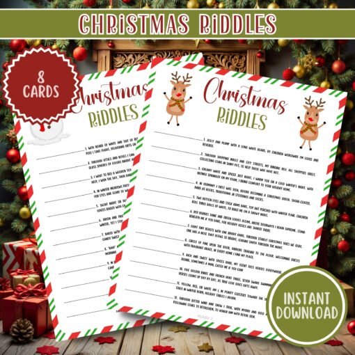 Christmas Party Games Printable, Christmas Riddles, Holiday Games, Family Christmas Games, Instant Download - Image 3