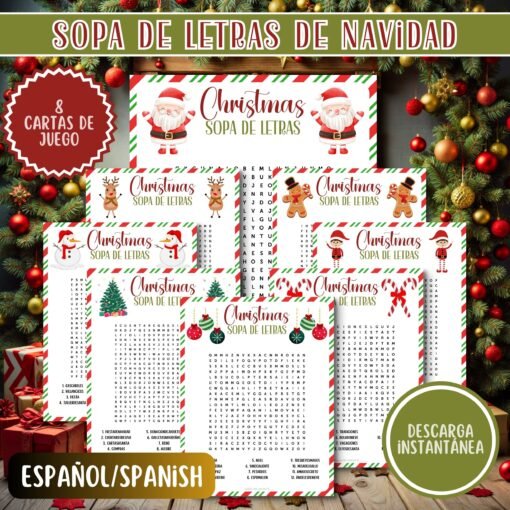 Sopa de Letras de Navidad | Juegos Festivos para Niños y Adultos | Actividad Imprimible | Descarga Instantánea