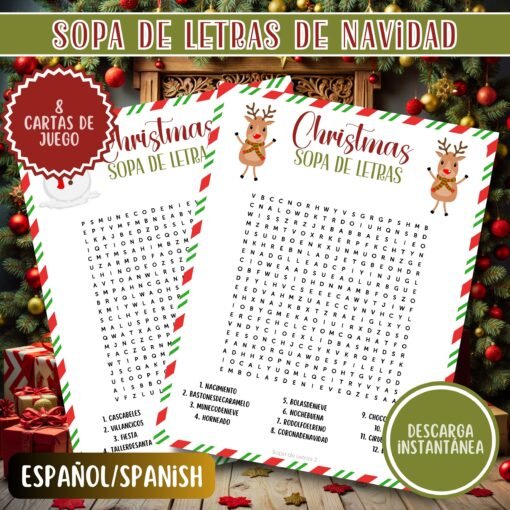 Sopa de Letras de Navidad | Juegos Festivos para Niños y Adultos | Actividad Imprimible | Descarga Instantánea - Image 3