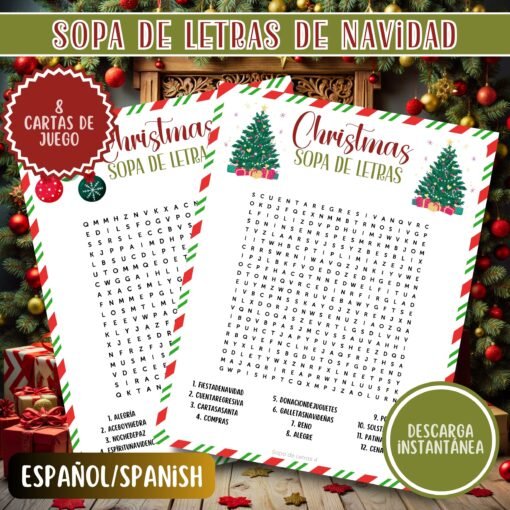 Sopa de Letras de Navidad | Juegos Festivos para Niños y Adultos | Actividad Imprimible | Descarga Instantánea - Image 4