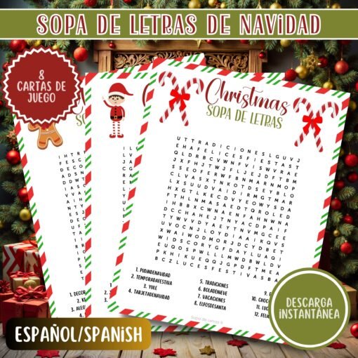 Sopa de Letras de Navidad | Juegos Festivos para Niños y Adultos | Actividad Imprimible | Descarga Instantánea - Image 5