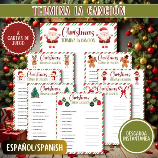 Termina La Canción, Juegos Navideños, Imprimibles, Fiesta de Navidad, Posada, Descarga Instantánea