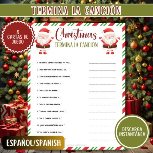 Termina La Canción, Juegos Navideños, Imprimibles, Fiesta de Navidad, Posada, Descarga Instantánea - Image 2
