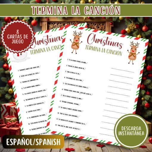 Termina La Canción, Juegos Navideños, Imprimibles, Fiesta de Navidad, Posada, Descarga Instantánea - Image 3