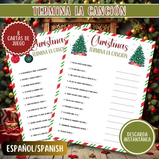 Termina La Canción, Juegos Navideños, Imprimibles, Fiesta de Navidad, Posada, Descarga Instantánea - Image 4