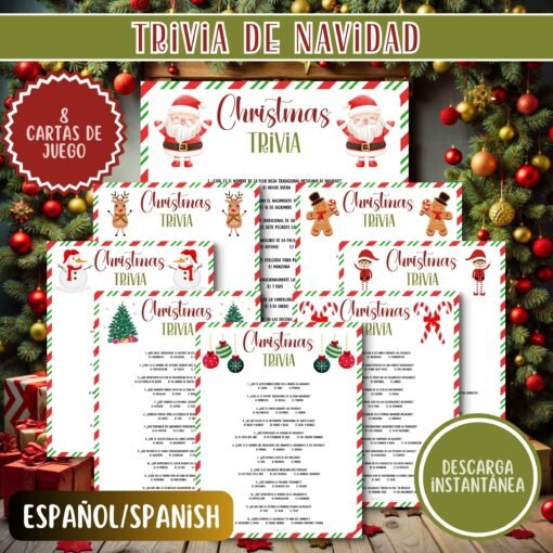 Juegos para Fiesta de Navidad | Trivia Navideña Imprimible | Diversión Familiar | Juegos Navideños | Descarga Instantánea
