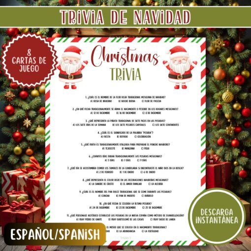 Juegos para Fiesta de Navidad | Trivia Navideña Imprimible | Diversión Familiar | Juegos Navideños | Descarga Instantánea - Image 2