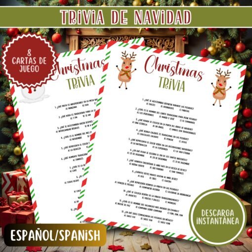 Juegos para Fiesta de Navidad | Trivia Navideña Imprimible | Diversión Familiar | Juegos Navideños | Descarga Instantánea - Image 3