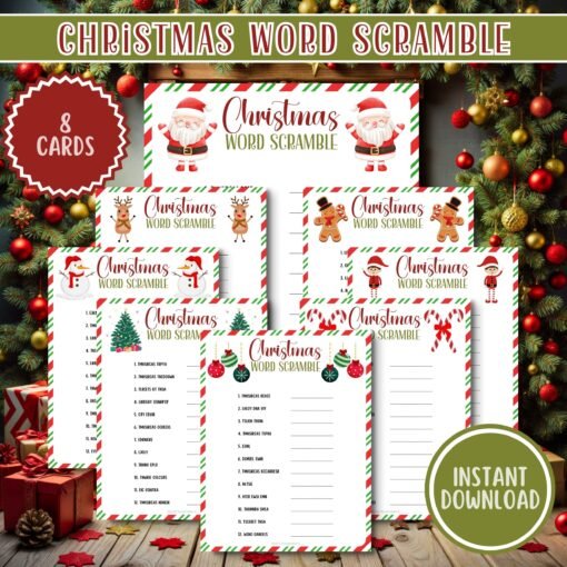 Christmas Word Scramble for Kids & Adults | Festive Party Games | Printable Holiday Activity | Instant Download