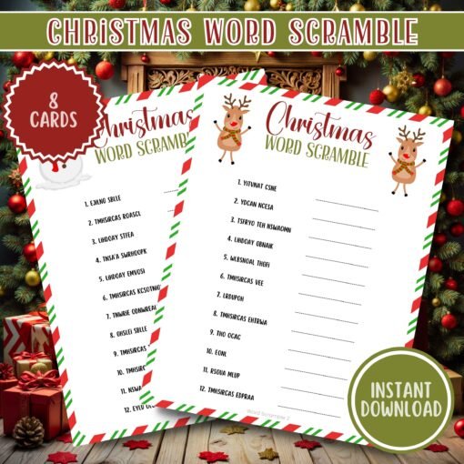 Christmas Word Scramble for Kids & Adults | Festive Party Games | Printable Holiday Activity | Instant Download - Image 3