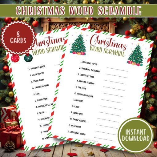 Christmas Word Scramble for Kids & Adults | Festive Party Games | Printable Holiday Activity | Instant Download - Image 4