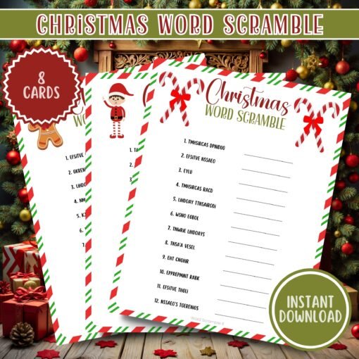 Christmas Word Scramble for Kids & Adults | Festive Party Games | Printable Holiday Activity | Instant Download - Image 5