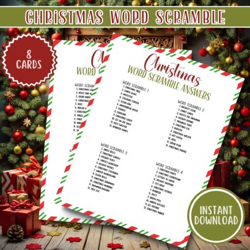 Christmas Word Scramble for Kids & Adults | Festive Party Games | Printable Holiday Activity | Instant Download - Image 6