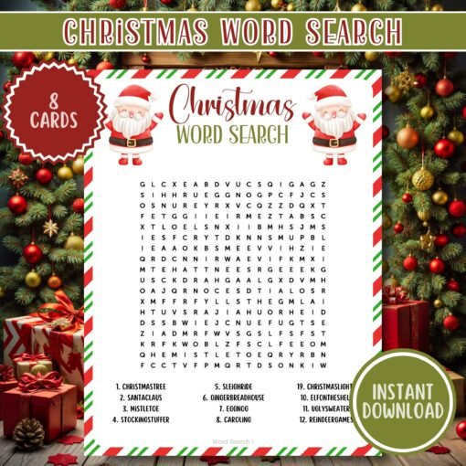 Christmas Word Search Puzzles | Festive Games for Kids & Adults | Printable Activity | Instant Download - Image 2