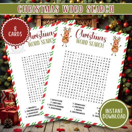 Christmas Word Search Puzzles | Festive Games for Kids & Adults | Printable Activity | Instant Download - Image 3